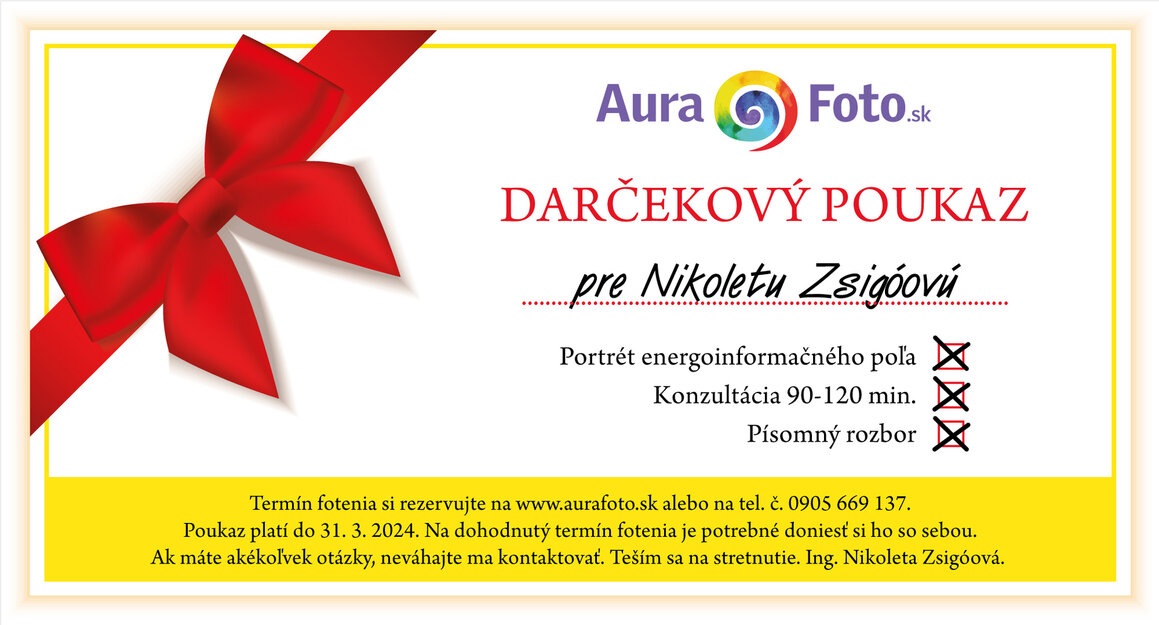 DARČEKOVÝ POUKAZ NA FOTENIE AURY